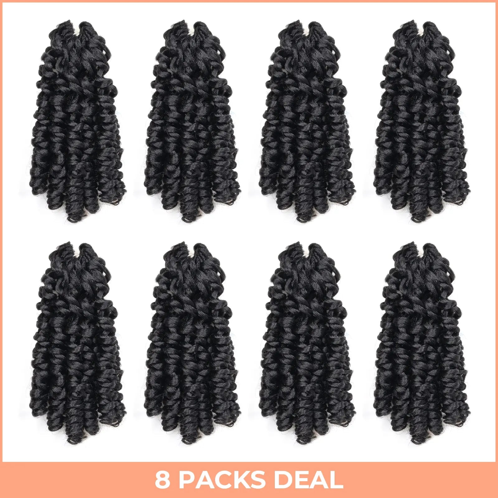 Clearance | Toyotress Wand Twist Crochet Hair | 10-12 Inch Natural Black Pre-twisted Jamaican Bounce Wand Twist Crochet Braids Synthetic Braiding Hair Extensions Toyotress